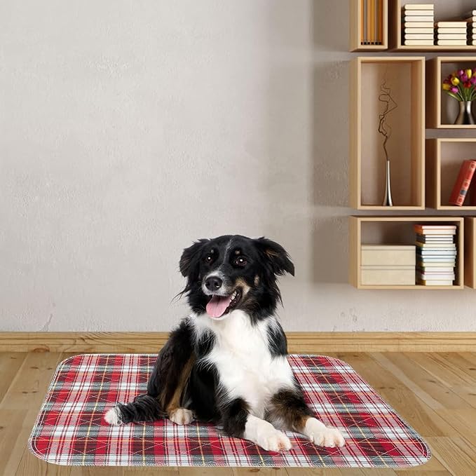 KOOLTAIL Reusable Puppy Pads, 2 Pack Washable Pee Pads for Dogs-Waterproof Non-Slip Plaid Puppy Training Pads, Absorbent Whelping Pads for Potty, Crate, Playpen, Bed, Sofa, Large Dog Mat, 31"x 36"