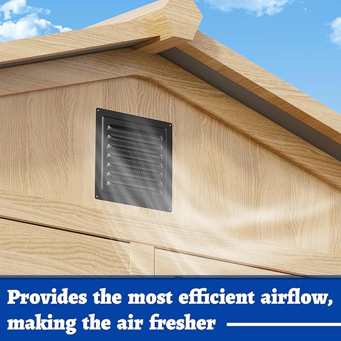 Chicken Coop Metal Wall Vent, 6" x 6" Metal Shed Vent with Built-in Screen for Anti-Debris, Louver Vent Grille for Chicken Coop, Hen House, Poultry Cage, Rabbit Hutch, Black