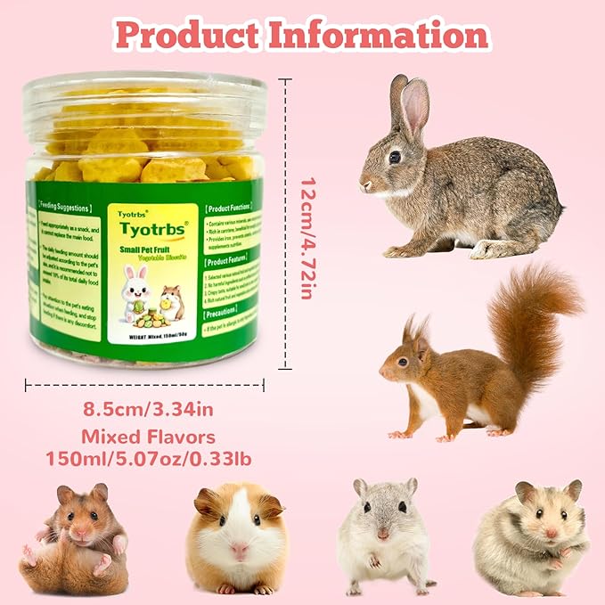 Flower Chews Treats Grain Natural Snacks, for Hamsters, Rabbits, Guinea Pigs & Gerbils Crunchy