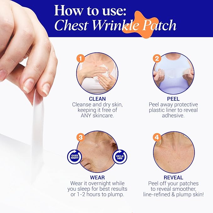 Wrinkles Schminkles Chest Wrinkle Patch & Cleanser Starter Pack - Set of Reusable Chest Silicone Wrinkle Patches + Patch Cleanser (2 oz) Maximise Uses - Smooth & Prevent Décolletage Wrinkles