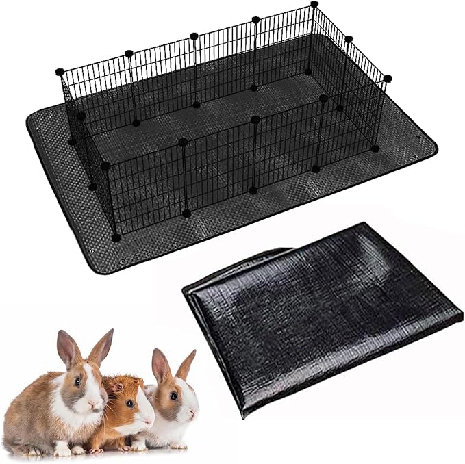 Oncpcare Waterproof Pet Playpen Mat 59"x39" (Black) – Washable and Reusable Cage Liner Tarp for Rabbit, Guinea Pig, Ferret, and Small Animal Habitat Protection