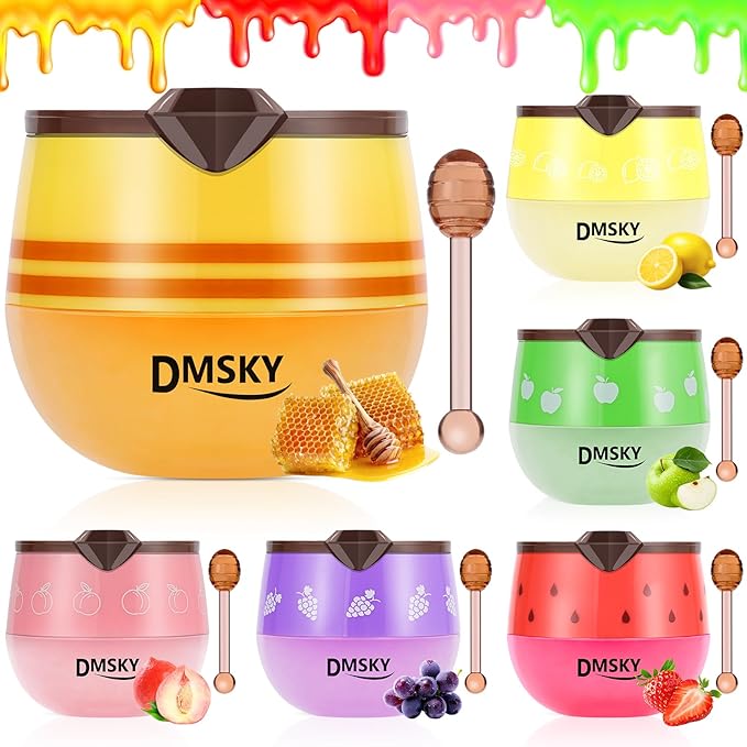 DMSKY 6 PCS Bee Lip Balm Lip Mask Honey Pot,Valentines Day Gifts,Propolis Lip Mask Overnight Moisturizing Lip Balm with Stick,Sleeping Lip Mask Prevention Dry & Cracked,Galentines Day Party Favors