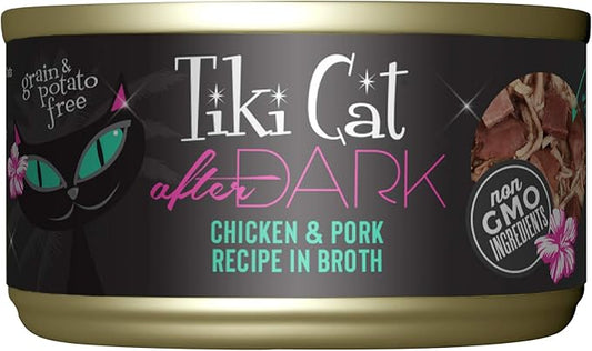 Tiki Cat After Dark, Chicken & Pork, High-Protein and 100% Non-GMO Ingredients, Wet Cat Food for Adult Cats, 2.8 oz. Can (12 Count)
