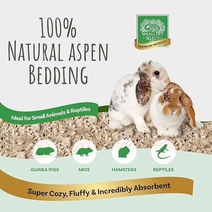 Small Pet Select Premium Natural Aspen Bedding, Animal Bedding for Small Indoor and Outdoor Pets, Made in The USA, Jumbo Size 282 L (2 Pack, 141 L Each)