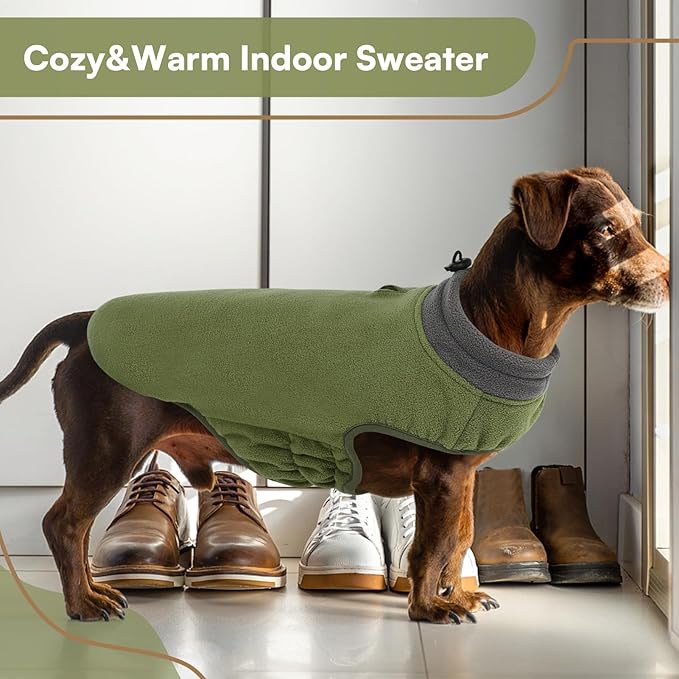 Queenmore Dog Sweater,Soft Fleece Vest Pullover Dogs Jacket with Elastic Stretchable,Warm Winter Dog Coats Cold Weather Doggy Dachshund Sweaters for Small Dogs Cats Boy or Girl (Green, 2XL)