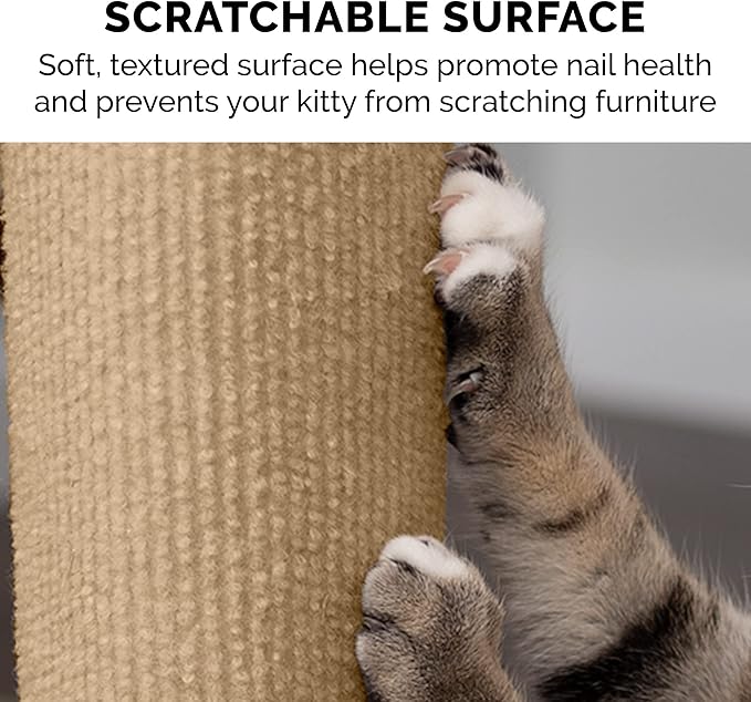Furhaven Wrap Around Scratching Post Cover for Indoor Cats, Fits Posts Up to 3.5" Diameter, Durable & Less Mess - Tiger Tough Carpet Scratch Mat - Cream, Large (Pack of 3)