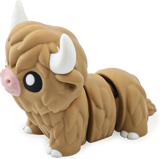 5.5IN 3D Printed Animals for Kids' Room Decor, Adorable 3D Printed Toys for Birthday Gifts and Party Favors, Unique 3D Printed Stuff for Desk Organizers and Creative Collections (Highland Cattle)