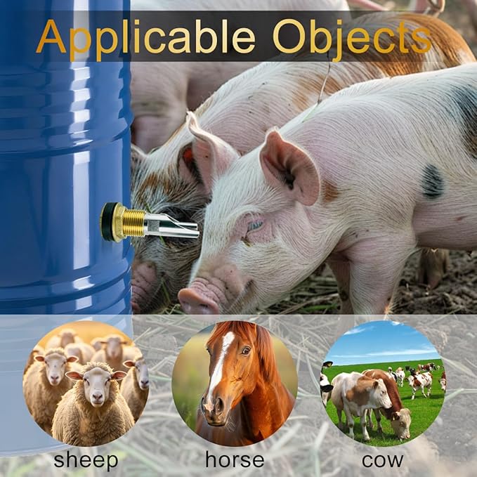 5 Pack Pig Nipple Waterer for Barrel Kit Automatic Pig Nipple Drinkers Stainless Steel Piglets Nipple Feeders for Hog Pig Goats Swine Piglets