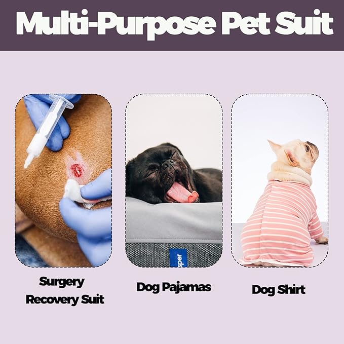 Puppy Cat Onesie for Shedding Skin Disease Wound Protection, Medical Pet Surgical Suit w/Long Sleeve, Dog Pajamas (Pink, X-Large)