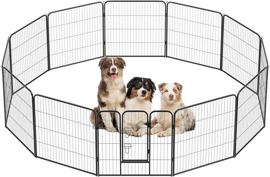 BestPet | Dog Playpen | 32 Inch, 12 Panels | Heavy Duty Metal Pet Exercise Pen | Indoor Outdoor Fence Panels | Rust-Resistant, Removable, Tool-Free Setup | Anti-Skid, Expandable Design