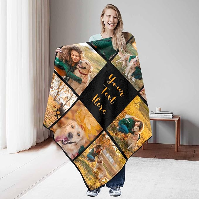 Artsadd Photo Custom Throw Blankets for Dog Cat Pet Memory,Dog Memorial Blanket Personalized with Loving Remembrance Gift for Family and Friends Dogs Name Customized Fleece Throw Blanket