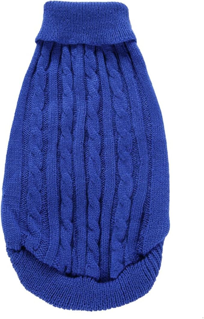 CHBORCHICEN Small Dog Sweaters Knitted Pet Cat Warm Dog Sweatshirt Winter Clothes Kitten Puppy Sweater (Dark Blue, Small)