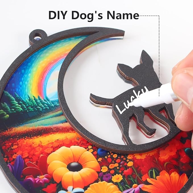 DIY Chihuahua Memorial Suncatcher with Sympathy Card,Loss of Dog Sympathy Gift, Chihuahua Gifts for Women, Xmas Dog Decor Ornament (5-Chihuahua)