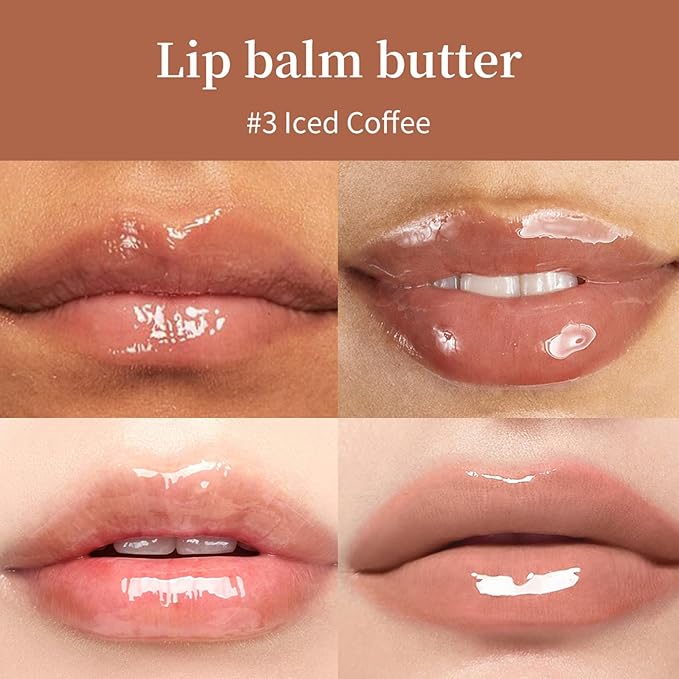Summer Special Lip Butter Balm - Ultra-Hydrating, Nourishing Lip Care with Natural Ingredients, Shea Butter & Olive Butter, Soothes & Softens Dry Lips (#3 lced Coffee)