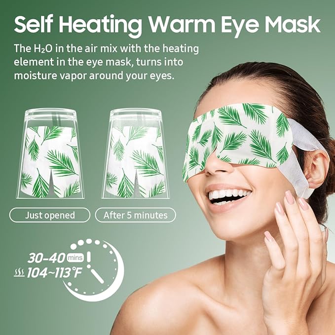 Steam Eye Mask, 10Packs Heated Eye Mask, Self Heating Disposable SPA Warm Compress for Eyes Sleep Mask, Travel Essentials & Relaxation Gifts, Valentine's Day Gifts (Tea Tree Scent)