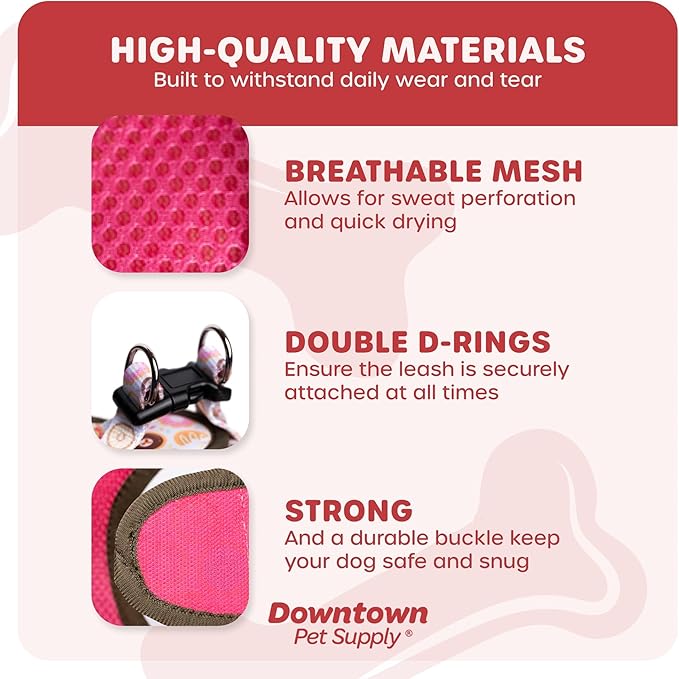 Downtown Pet Supply Step-in Dog Harness – No Pull, Adjustable Padded Mesh with Reflective Trim, Secure Buckle Strap – Comfortable & Breathable Small Dog Harness, Smal, Donut