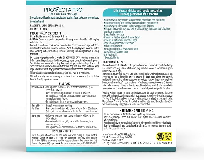 PRO Flea & Tick Collar for Dogs, 6-Month Protection, 1 Count