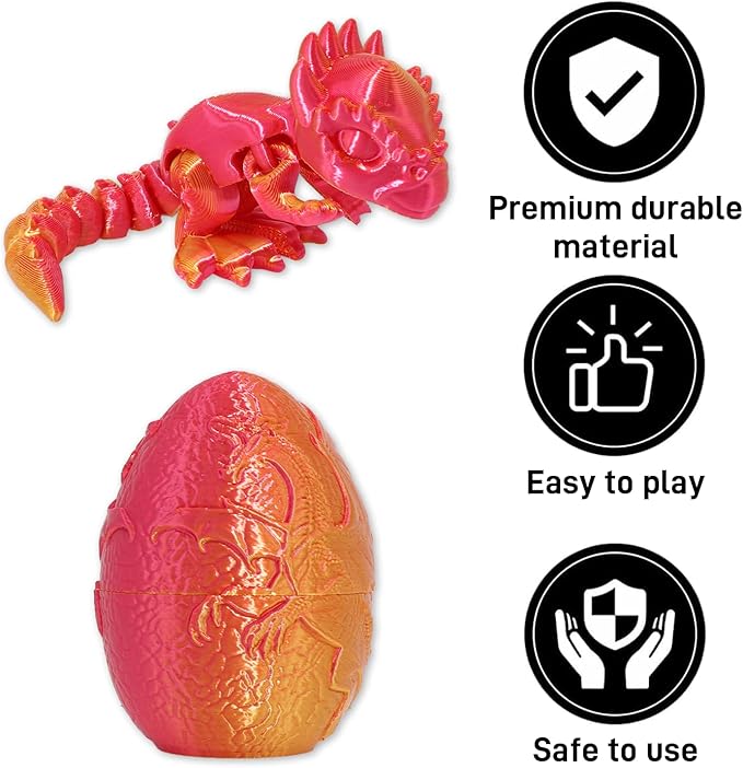 4PCS 3D Printed Dinosaur Animal Egg Set,Crystal Dinosaur Animals Egg Fidget Toy withDinosaur Inside Easter Halloween for Kids (4 Pcs Dinosaur)