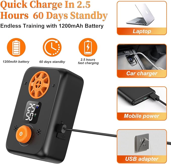 Ultrasonic Dog Bark Deterrent Devices- Anti Barking Devices with 5 Freq 3 Range Modes Auto Dog Barking Stopper Box Stop Neighbors Dogs Effective Bark Control Bark for Indoor Outdoor
