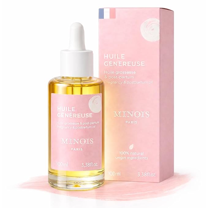 MINOIS PARIS Pregnancy Body Oil – Organic Belly Oil for Stretch Marks Prevention & Removal – Firming Skin Therapy Oil for Pregnant Women – Made in France