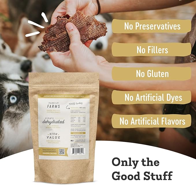 Farm Hounds - Premium Natural Turkey Jerky for Dogs - 100% Humanely Raised Turkey - Break-to-Size - Great for Training & Treats - No Added Fillers - Made in USA - 3.5 oz - 2 Pack