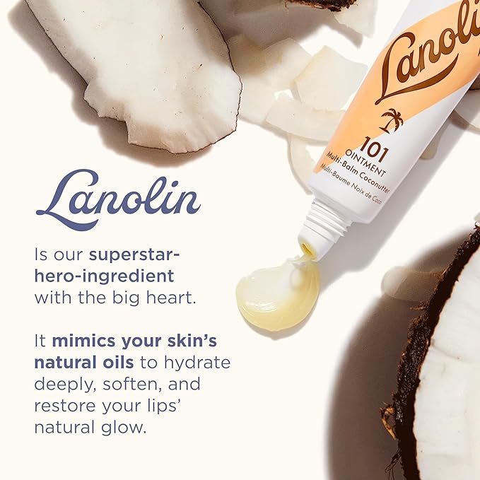 Lanolips 101 Ointment - Lanolin Lip Balm for Smooth, Hydrated & Healthy Lips - Multipurpose Lip Ointment with Lanolin Oil for Dry Lips, Cuticles & More - Coconutter (0.35 oz)