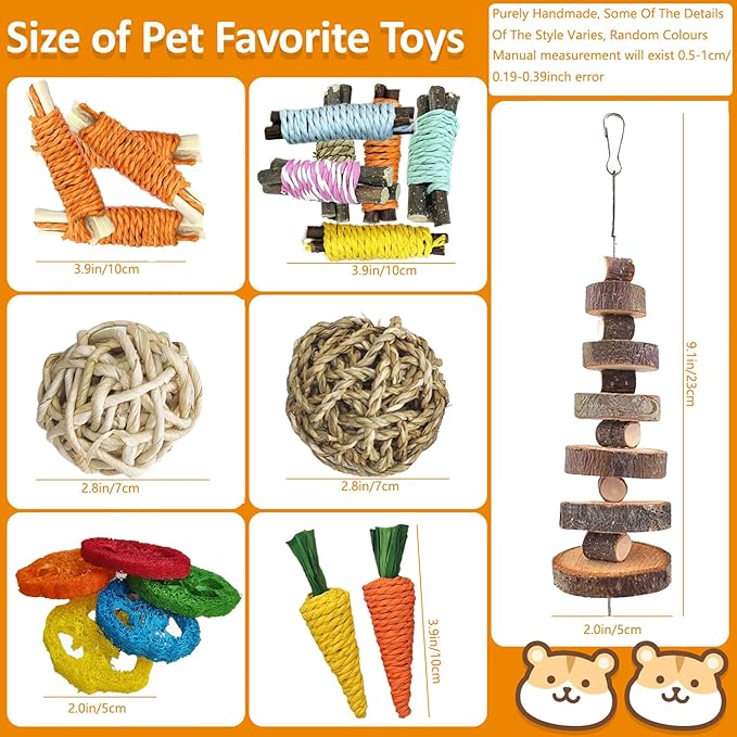 Toys for Rabbit Toys Bunny/Guinea Pig Toys,Bunny Chew Toys for Teeth, Natural Rabbit Toys Apple Wood,Handmade for Guinea Pig Hamster Rat Chinchilla Small Animals Teeth Grinding 20 Pack