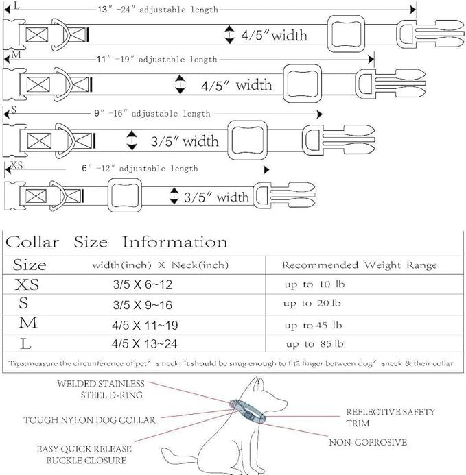 Embroidered Personalized ID Collar, 4 Adjustable Sizes: Extra-Small, Small, Medium, Large with Dog Name Phone, Reflective Pet Pink Collars for Boy & Girl Dogs, X XS M L XL (Embroidery)