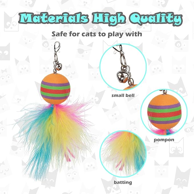 Interactive Cat Toys for Bored Indoor Adult Cats, 3 in 1 Cat Toys for Bored Cats,7 Pack Cat Teaser Cat Toys, Cats Toy Feather, Super Suction Cup Detachable with Balls and Birds