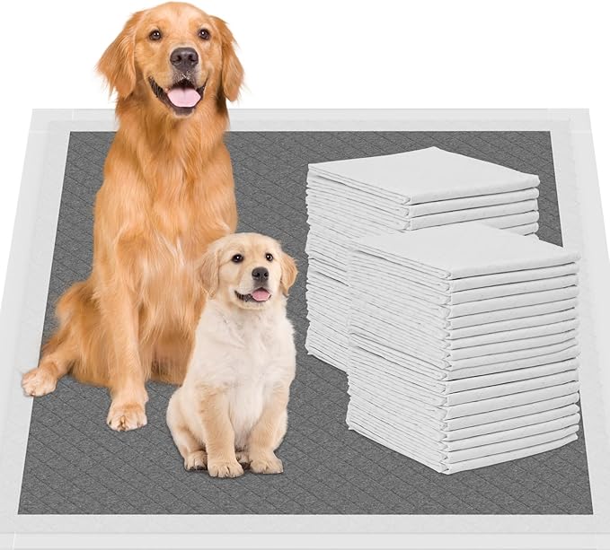 Gardner Pet Charcoal Puppy Pads 28x34 Inches Extra Large Dog Pee Pads Odor-Control & Leak-Proof Disposable Pet Training Edge-Wrapping Thicken Potty Pad for Dogs, Cats, Rabbits-(White)
