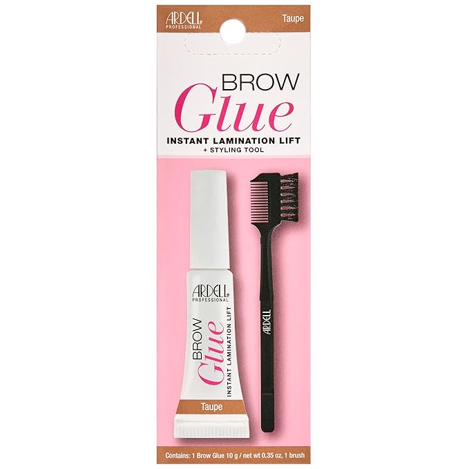 Ardell Brow Glue Taupe with Styling Brush ??Tinted Eyebrow Gel for Lamination Lift, All-Day Extreme Hold Brow Gel for Defined & Fluffy Brows, 0.35 oz