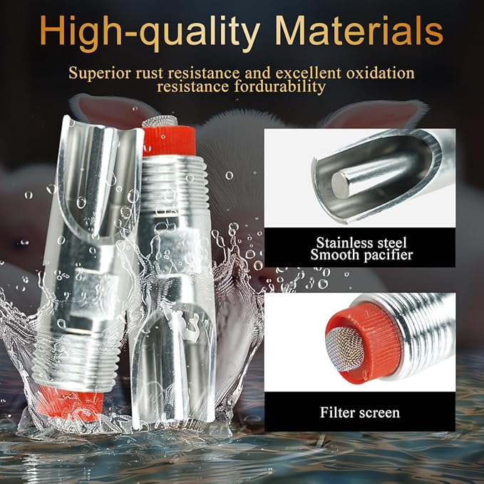 5 Pack Pig Nipple Waterer for Barrel Kit Automatic Pig Nipple Drinkers Stainless Steel Piglets Nipple Feeders for Hog Pig Goats Swine Piglets