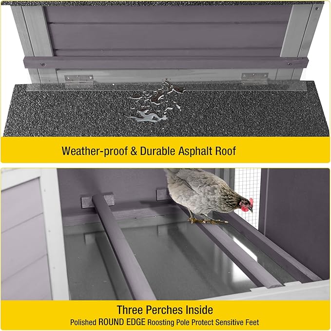 Aivituvin Chicken Coop Expandable Mobile Chicken House for Outdoor with Wheels, Nesting Box, Leakproof Pull-on Tray and UV-Resistant Roof Panel (Grey)