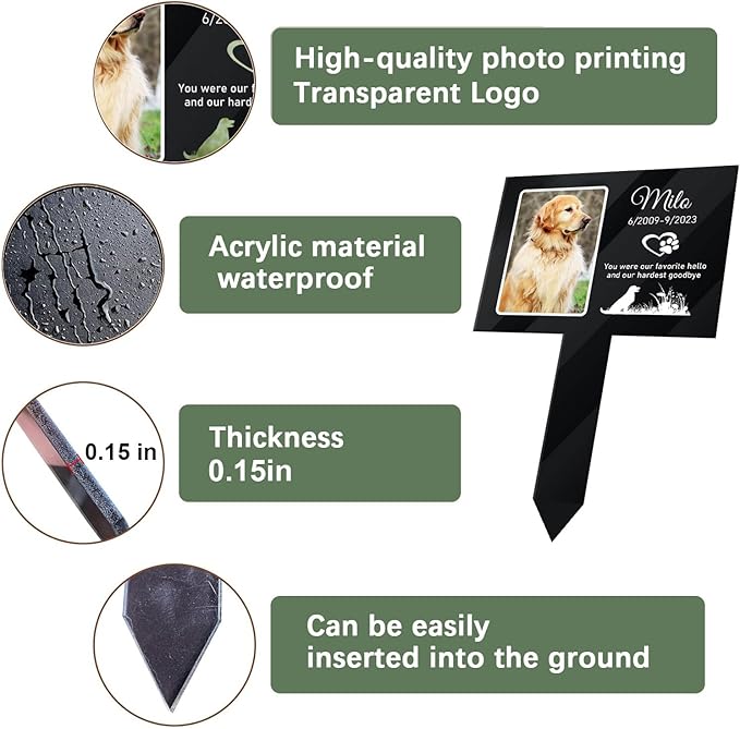 Custom Pet Cemetery Markers - Dog Grave Markers Outdoor Pet Grave Markers Cat Grave Markers for Cemetery Dog Tombstones for Graves Outdoor (B-Rectangle1)