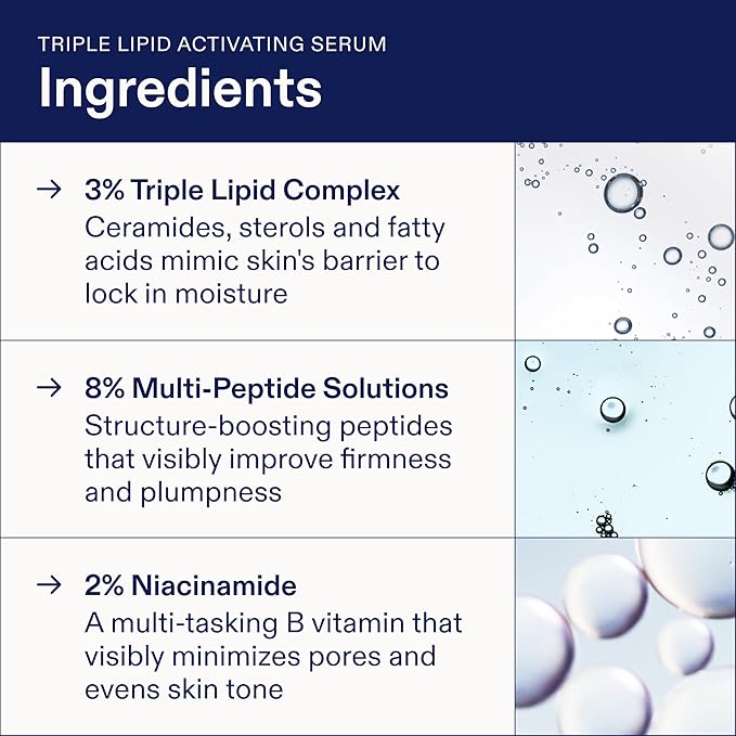 Skinfix Barrier+ Better Skin Starts Here Kit - Includes Mini Triple Lipid-Peptide Cream (0.5 oz), Mini Foaming Oil Cleanser (2 oz) & Mini Triple Lipid Activating Serum (0.35 oz) - Vegan, Cruelty Free