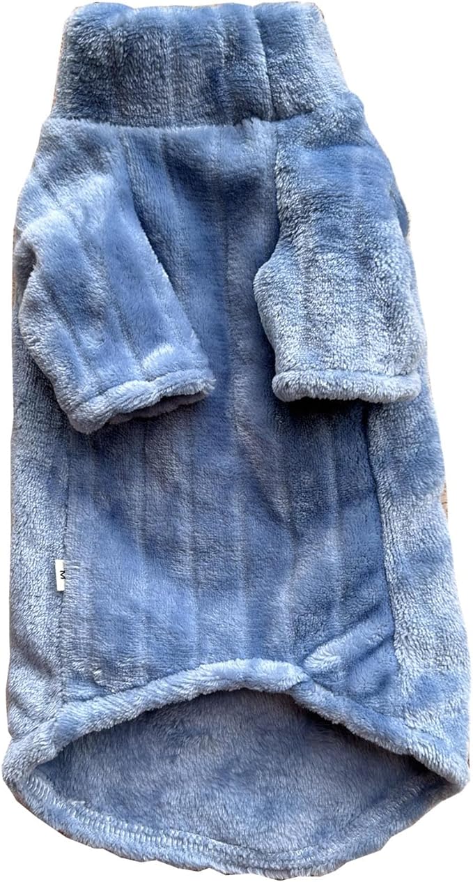 Turtleneck Sweater for Sphynx Cat Soft Coral Fleece Cat Clothes Thick Winter Warm Outfit Coat for Hairless Cats and Small Dogs Apparel with Sleeves (Blue, S (3-5 lbs))