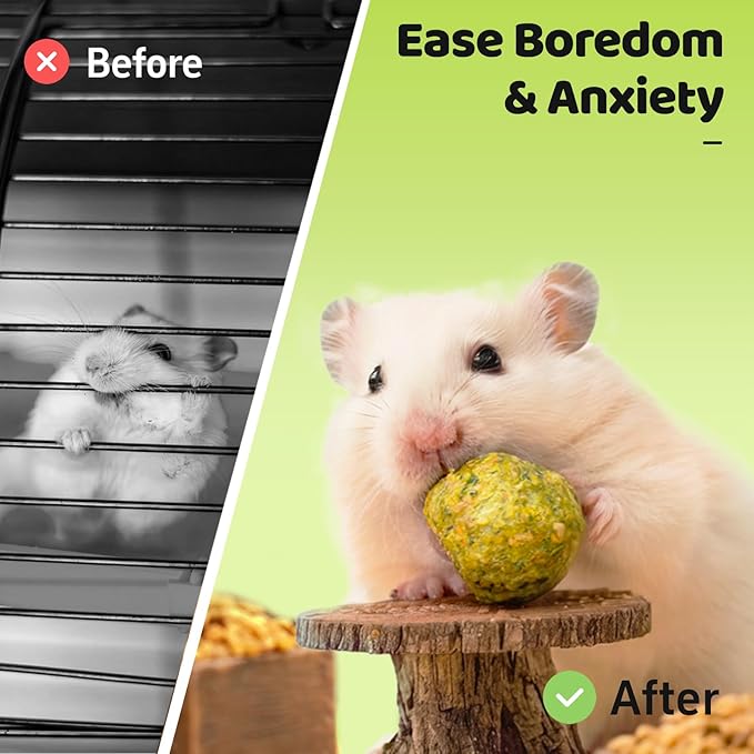 45 PCS Hamster Chew Toys, Natural Boredom Relief and Teeth Trimming Toys to Prevent Dental Overgrowth and Relieve Stress, for Syrian Dwarf Hamsters, Fancy Rats, Mice, Gerbils, Omnivorous Pocket Pets