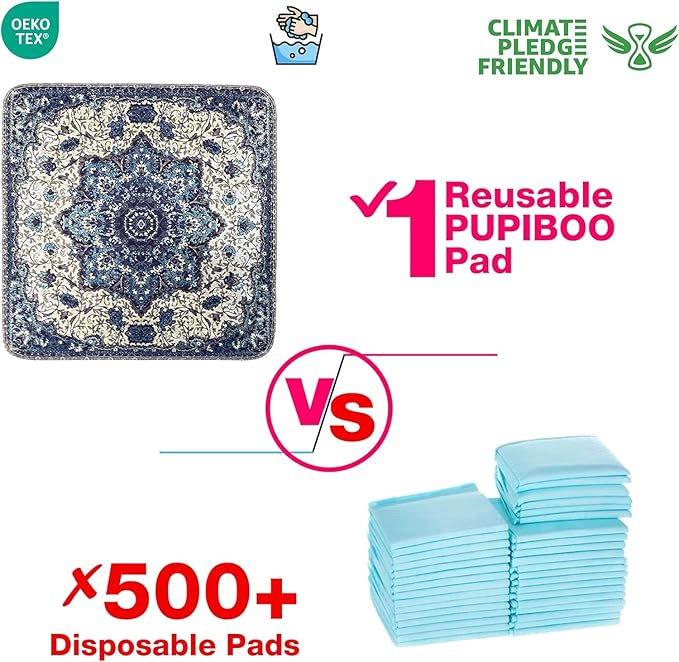 PUPIBOO Washable Pee Pads for Dogs & Cats - Super Absorbent Reusable Puppy Training Pads - 100% Waterproof, Leak-Proof, Non-Slip Pet Pads for Housebreaking, Whelping & Indoor Floor Protection