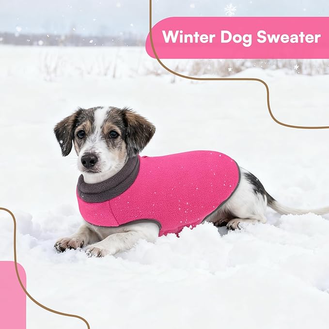 Queenmore Dog Sweater,Soft Fleece Vest Pullover Dogs Jacket with Elastic Stretchable,Warm Winter Dog Coats Cold Weather Doggy Dachshund Sweaters for Small Dogs Cats Boy or Girl (Pink, 2XL)
