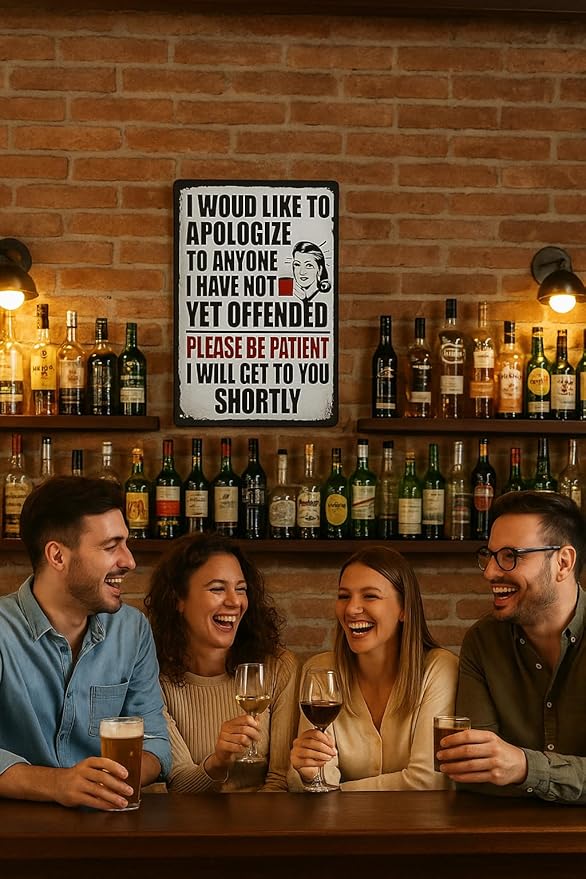 8x12inch Retro Metal Sign I Would Like To Apologize To Anyone I Have Not Yet Offended Metal Decor Vintage Funny Tin Plaque Wall Stickers For Garage Man Cave Beer Cafe Bar Pub Club Home Decor