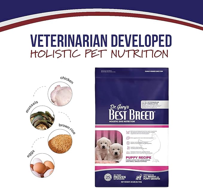 Dr. Gary's Best Breed Puppy Recipe Made in USA [Natural Dry Dog Food] - 28lbs, Dark Brown, Medium