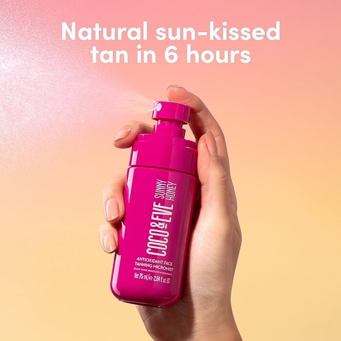 Coco & Eve Antioxidant Face Tanning Micromist – Hydrating Self Tanner & Tan Mist for Face, Streak-Free Quick-Dry Sunless Facial Mist Spray, Natural Glow (75 ml)