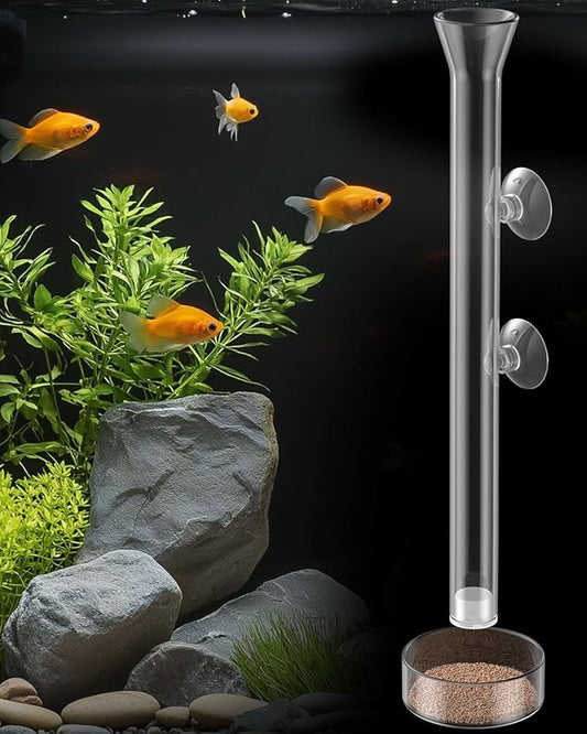 Pawfly Aquarium Feeding Dish Set – Clear Glass Shrimp Feeder Tube with Dish & 2 Suction Cups, Feeding Supplies for Betta and Tropical Fish Tanks