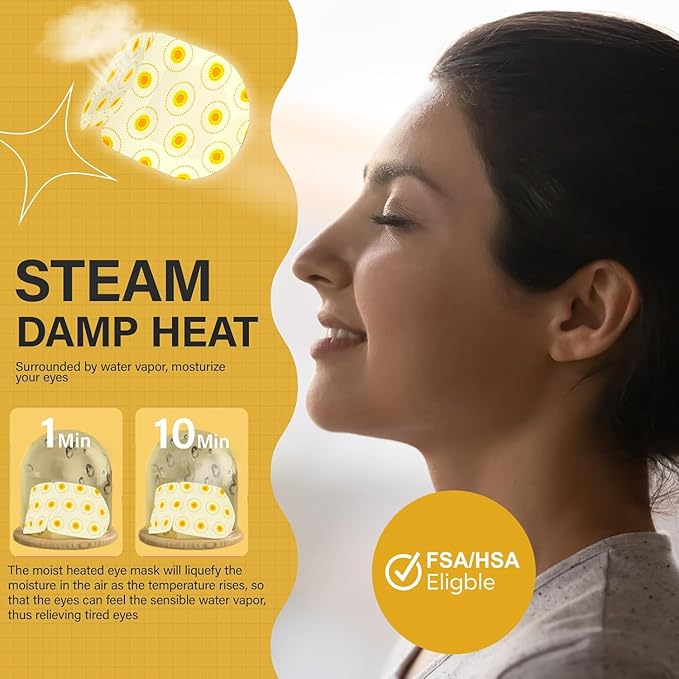 16 Packs Steam Eye Masks for Dry Eyes Heating Eye Mask Warm Compress for Eyes Relief Stress, Eye Fatigue Travel Essential Self Heating Moist Sleep Mask SPA Accessories