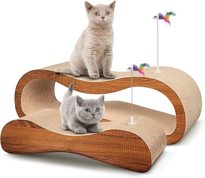 2 in 1 Cat Scratcher for Indoor Cats, Large Cardboard Cat Scratcher, 100% Recyclable&Reversible Scratching Pads Prevents Furniture Damage