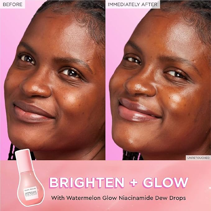 Glow Recipe Watermelon Niacinamide Dew Drops, Travel Size, Korean Niacinamide Serum Drops, Hydrating Face Serum + Primer & Liquid Highlighter, Hyaluronic Acid, Dewy Glow (15ml)