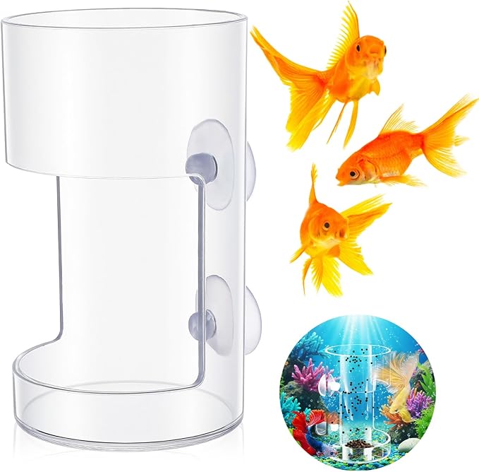 2PCS Orbicular Fish Tank Feeding Tray with Suction Cup, Acrylic Clear Fish Tank Accessories, Preventing Food Scattering Reduced Filter Clogging Tanks Suitable for All Kinds of Food Tanks Accessories