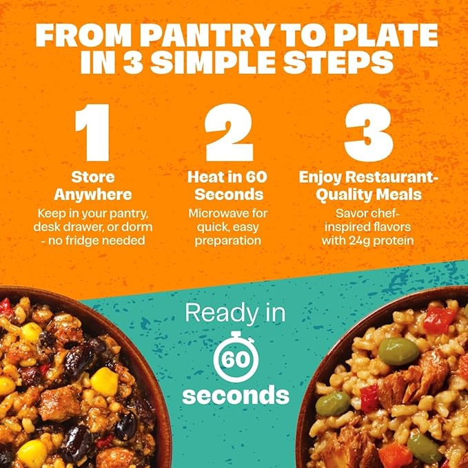 Born Simple Ready to Eat Meals, Variety Pack |Includes 4 Teriyaki Chicken & 4 Chipotle Chicken |IMPROVED RECIPE - High Protein, Prepared Meal, Microwavable Entree, 11 oz (Pack of 8)