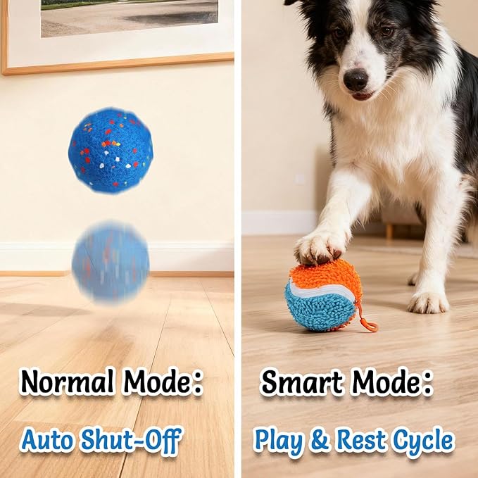 Interactive Dog Toys, Stimulating Dog Ball with 2 Outer Covers, Pet-Safe E-TPU Material Active Rolling Ball to Keep Them Busy, Rechargeable Toy for Medium and Large Dogs