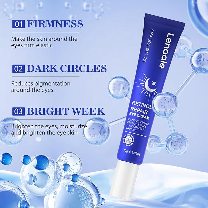 Retinol Eye Cream, Hydrating Under Eye Care Daily Wrinkle Cream, Infused with AHA30% to Smooth and Hydrate Skin, Eye Crea for Dark Circles Treatments, Reduce Under Eye Bags, Smooth Wrinkles